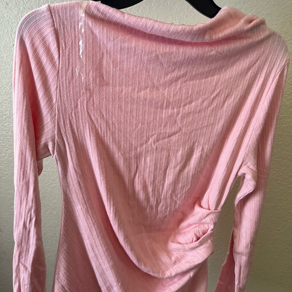 LOFT Soft Pink Ribbed Blouse - Picture 2 of 3